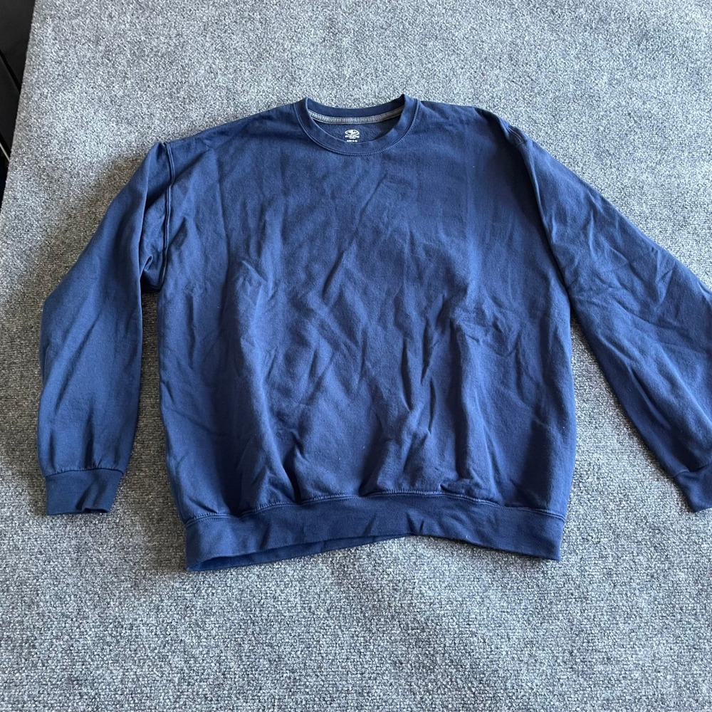 Athletic Works Mens XL Navy Blue Crewneck Sweatshirt Fleece Pullover Solid 46-48